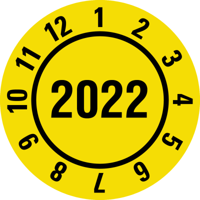 Prüfplakette mit Jahreszahl und Monaten